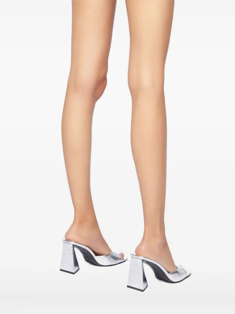 The Attico 100mm Devon metallic leather sandals - Silver