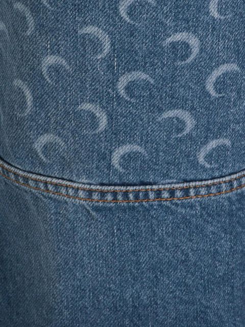 Marine Serre Moon-print panelled shorts - Blue