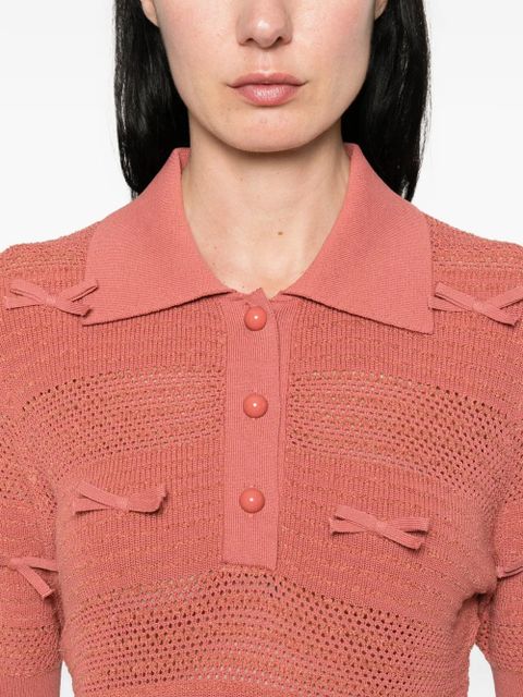 Essentiel Antwerp Jarts bow-detail polo shirt - Pink