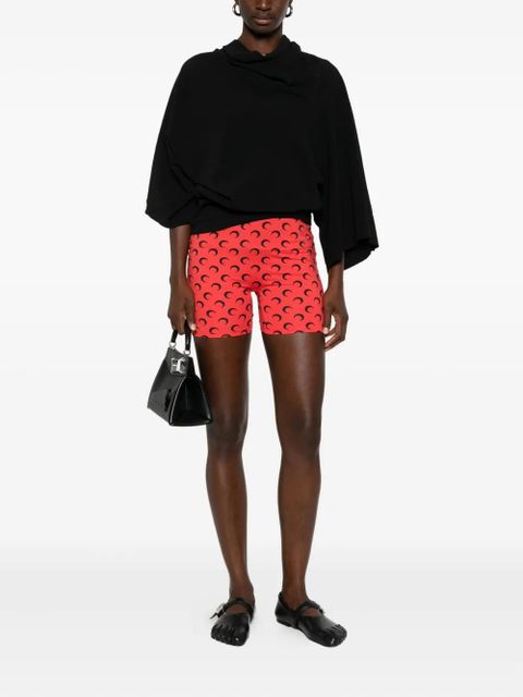 Marine Serre crescent moon-motif tights - Red