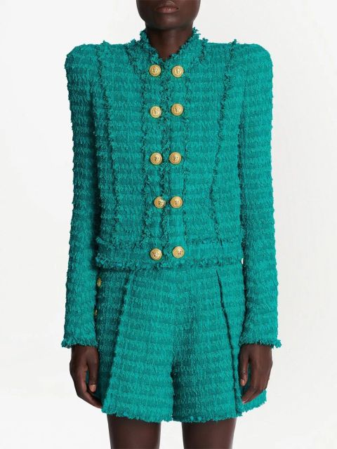 Balmain buttoned tweed jacket - Green