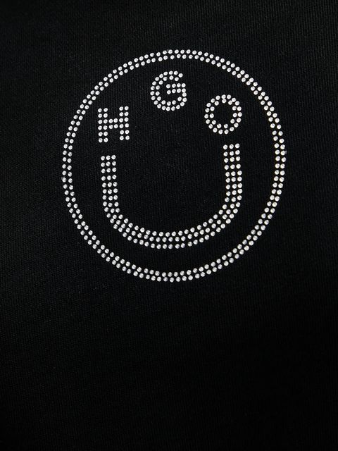 Hugo Blue bluza bawełniana damska kolor czarny z nadrukiem 50555795