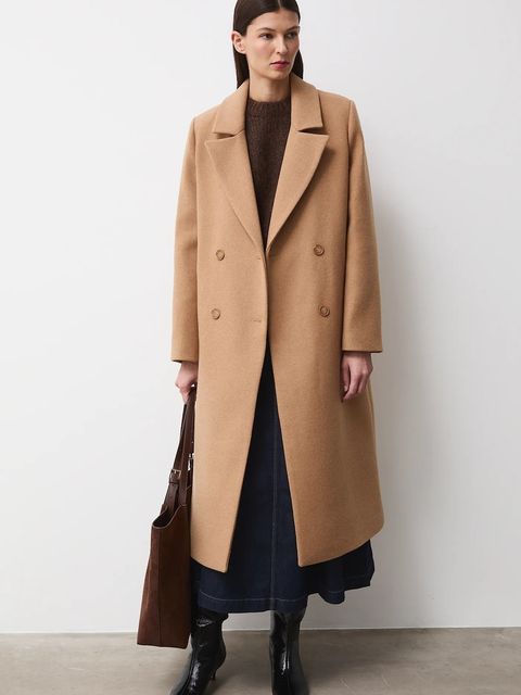 Medicine płaszcz z domieszką wełny damski kolor beżowy - zdjęcie produktu nr 1