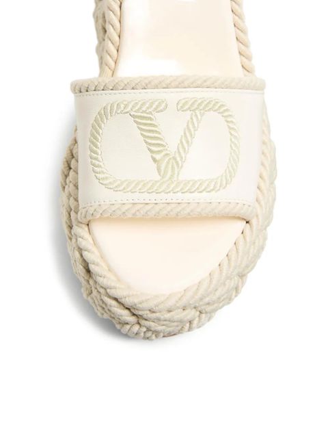 Valentino Garavani 130mm VLogo Torchon wedge sandals - White