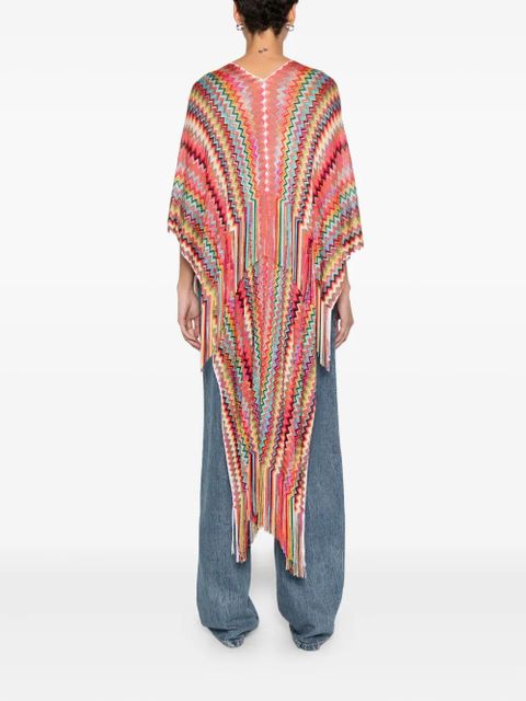 Missoni chevron-knit poncho - Orange
