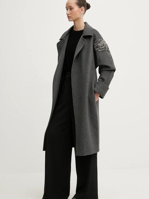 Blugirl Blumarine płaszcz z dodatkiem wełny kolor szary RF5241.T221A