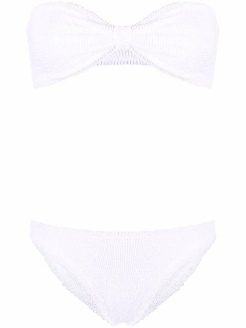 Hunza G Jean crinkle-effect bandeau bikini set - White - zdjęcie produktu nr 1