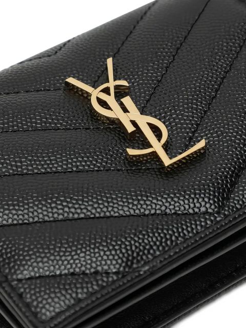 Saint Laurent monogramme chevron card holder - Black