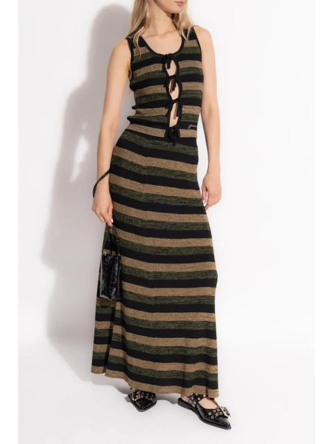 GANNI striped wool midi skirt - Black - zdjęcie produktu nr 2