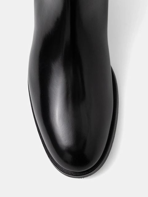 Emporio Armani kozaki skórzane damskie kolor czarny na płaskim obcasie EW002913 AF17517 UC001 - zdjęcie produktu nr 2