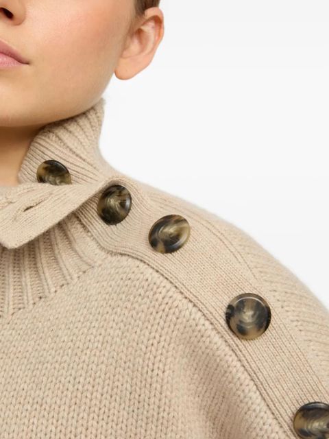 Yves Salomon high-neck button-detail sweater - Neutrals