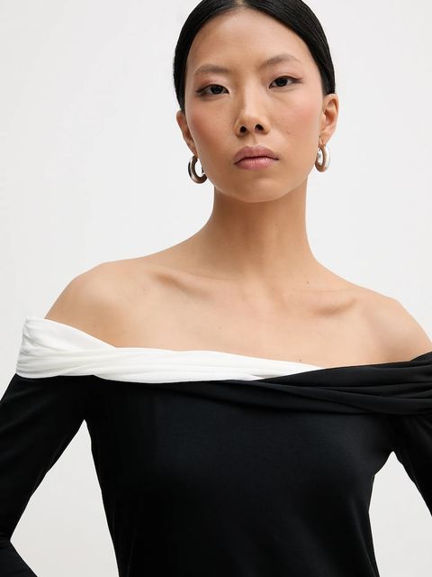 Karl Lagerfeld bluzka damska kolor czarny gładka B1W17009