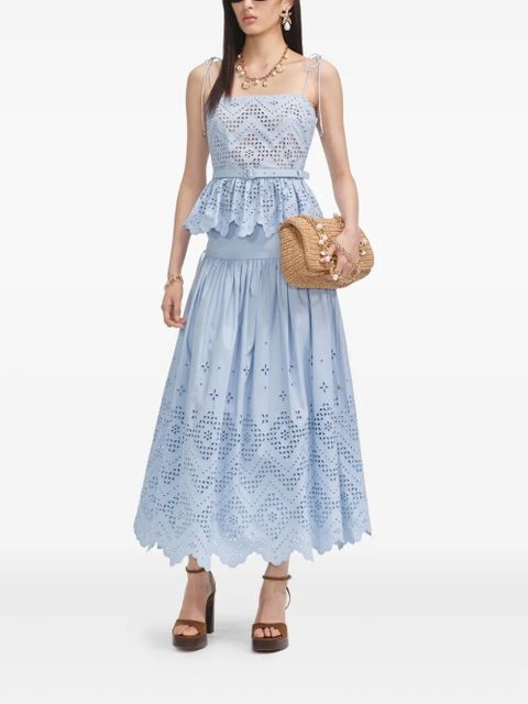 Self-Portrait cotton A-line skirt - Blue - zdjęcie produktu nr 2