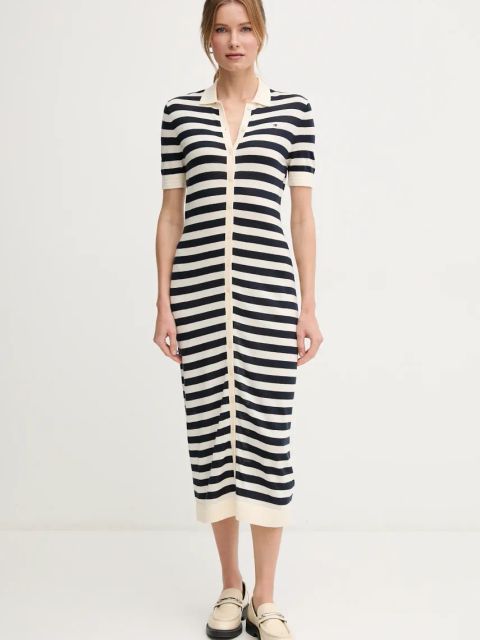 Tommy Hilfiger sukienka kolor granatowy midi dopasowana WW0WW44529