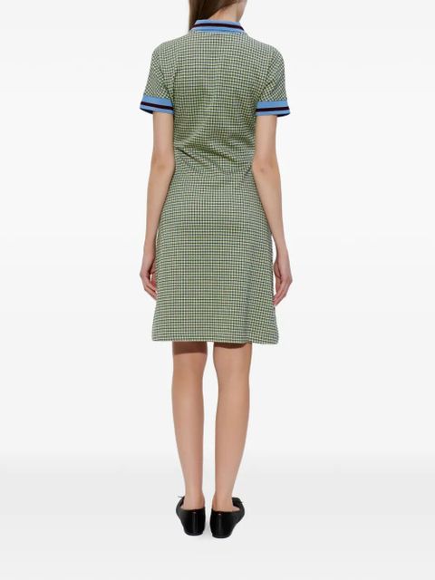 Marni check polo-collar mini dress - Green