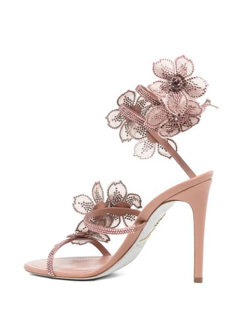 René Caovilla 110mm floral-embellished sandals - Neutrals