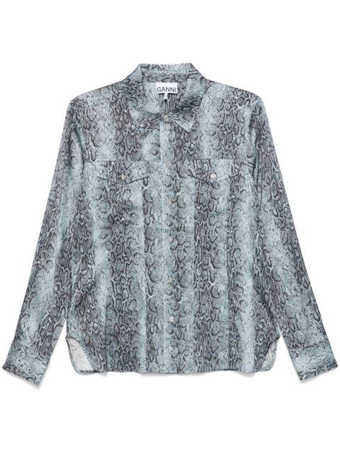GANNI snakeskin-printed shirt - Blue - zdjęcie produktu nr 1
