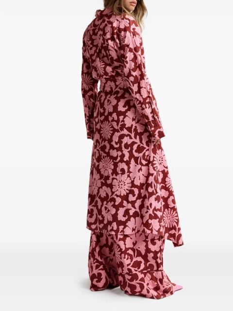 Essentiel Antwerp floral-print tie-waist shirt dress - Brown