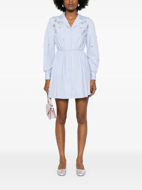 Self-Portrait crystal-embellished shirtdress - Blue