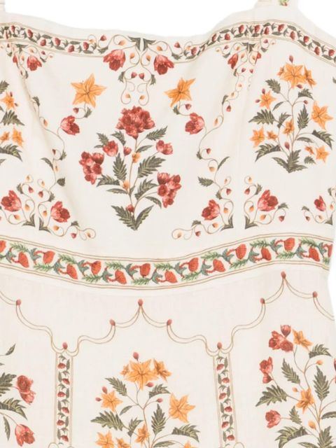 Agua By Agua Bendita Jardin Andes ruffled floral linen dress - Neutrals