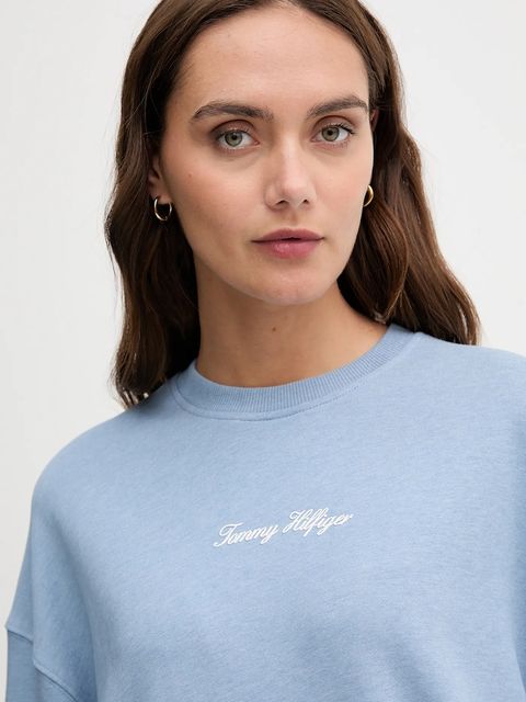 Tommy Hilfiger bluza bawełniana damska kolor niebieski gładka WW0WW48269