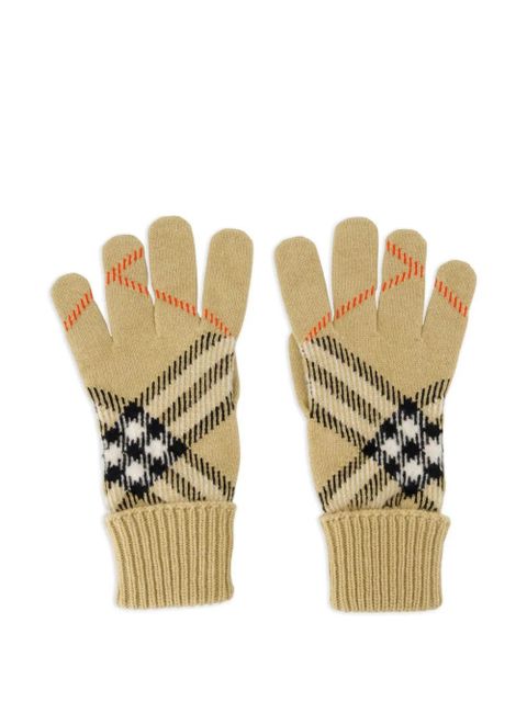 Burberry check ribbed gloves - Neutrals - zdjęcie produktu nr 1