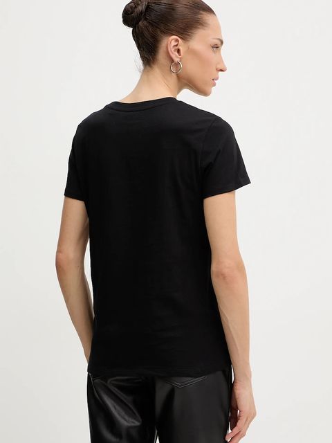 Guess t-shirt bawełniany damski kolor czarny W5BI32 K9RM1