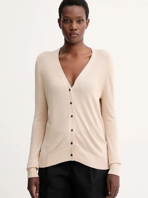 Calvin Klein kardigan damski kolor beżowy lekki LV044C346G - zdjęcie produktu nr 1