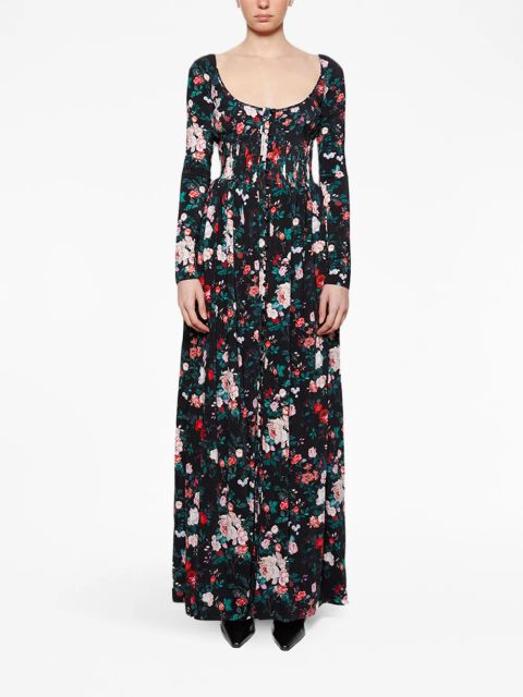 Rabanne rose-print maxi dress - Black - zdjęcie produktu nr 2