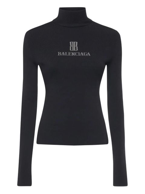 Balenciaga logo-detail ribbed turtleneck top - Black - zdjęcie produktu nr 1