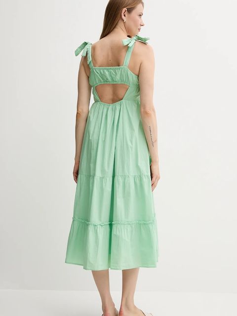 Pepe Jeans sukienka kolor zielony midi rozkloszowana PL953749