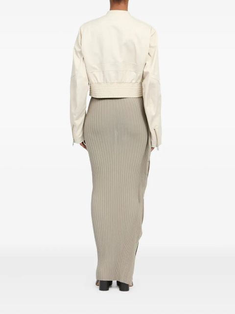 MM6 Maison Margiela zip-up ruched bomber jacket - Neutrals