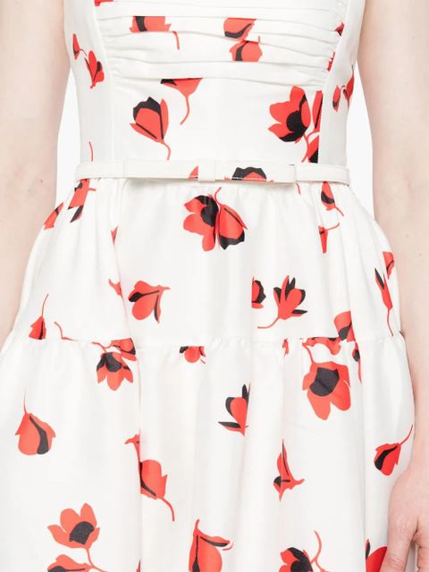 Self-Portrait floral-print taffeta dress - White