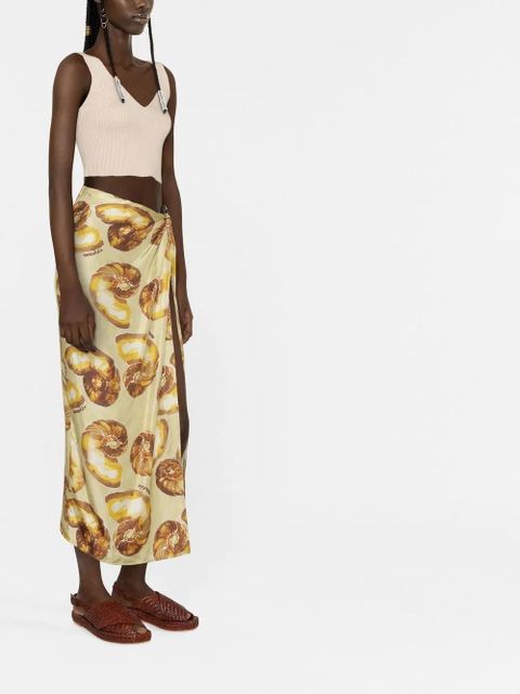 Nanushka shell-print sarong midi skirt - Neutrals
