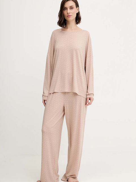 BOSS spodnie piżamowe damska kolor beżowy 50550711