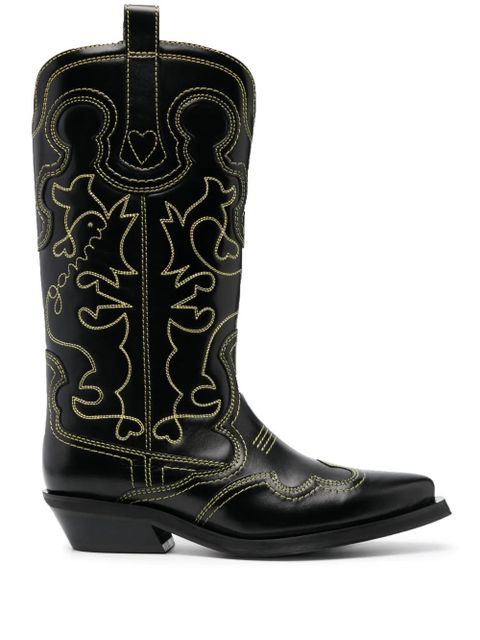 GANNI 45mm western leather boots - Black - zdjęcie produktu nr 1