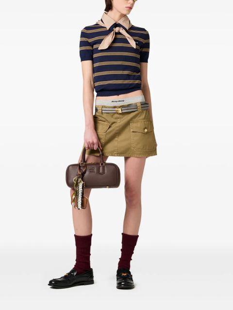 Miu Miu garment-dyed cotton miniskirt - Green - zdjęcie produktu nr 2