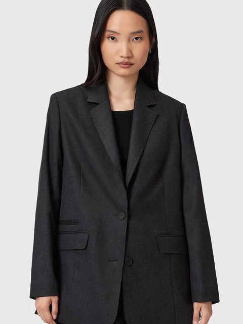 AllSaints marynarka ESSIE kolor szary jednorzędowa W008QD