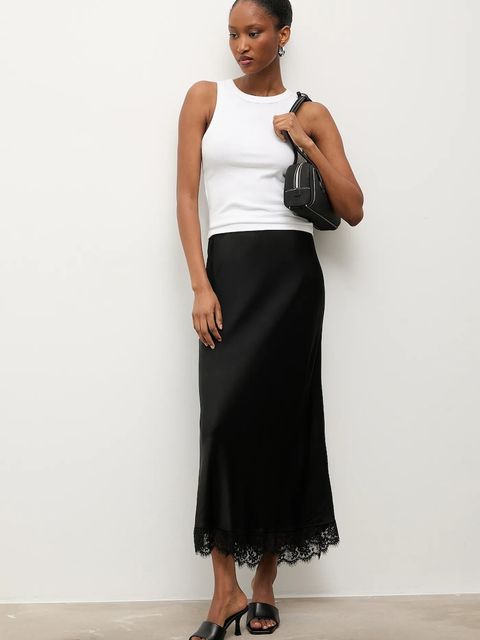 Answear.LAB spódnica kolor czarny maxi rozkloszowana - zdjęcie produktu nr 1