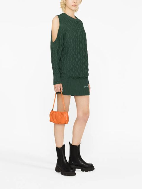 GANNI cold-shoulder knitted dress - Green