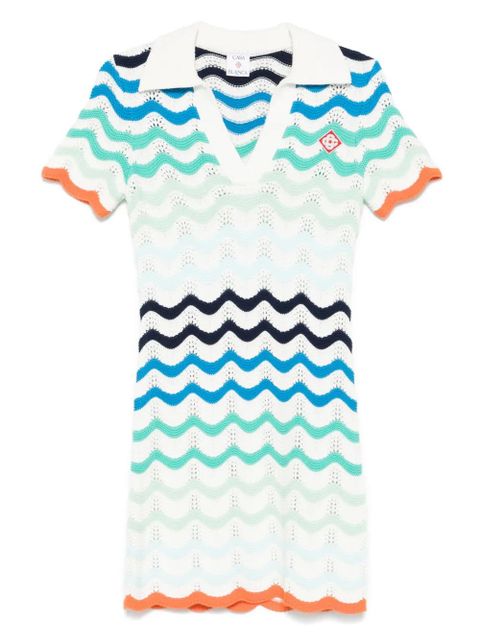 Casablanca wavy-crochet mini dress - White - zdjęcie produktu nr 1