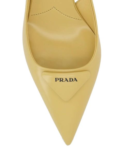 Prada triangle-logo leather pumps - Yellow - zdjęcie produktu nr 2