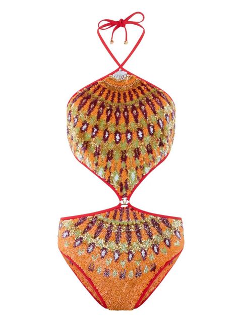 Valentino Garavani sequin-embellished swimsuit - Orange - zdjęcie produktu nr 1