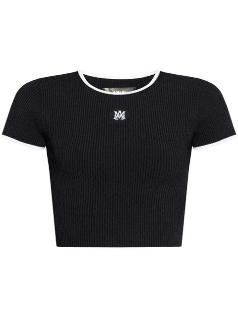 AMIRI ribbed embroidered logo crop top - Black - zdjęcie produktu nr 1
