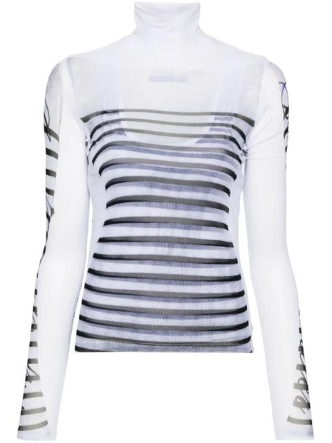 Jean Paul Gaultier mesh-design striped T-shirt - White - zdjęcie produktu nr 1
