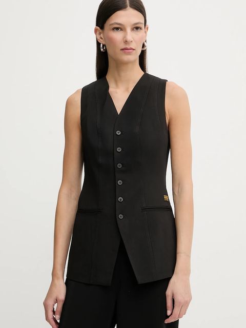 G-Star kamizelka z domieszką wełny 0 kolor czarny jednorzędowa D27756.E068 - zdjęcie produktu nr 1