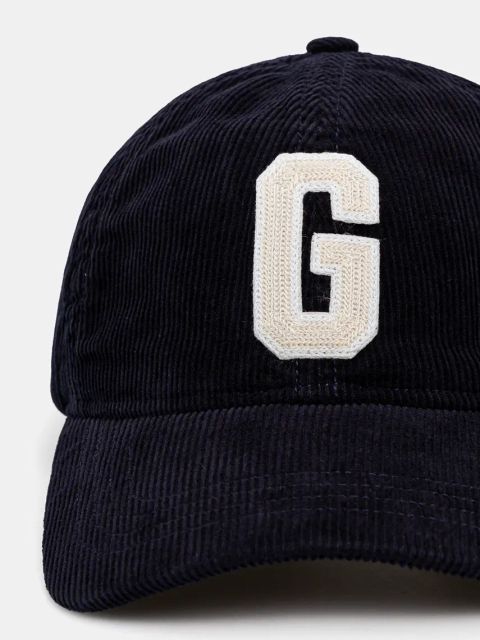 Gant czapka z daszkiem sztruksowa kolor granatowy z aplikacją 9900251