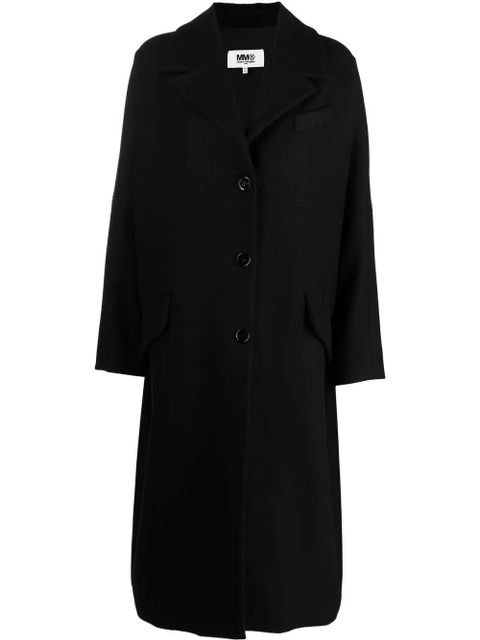 MM6 Maison Margiela single-breasted felted coat - Black - zdjęcie produktu nr 1