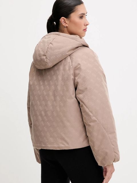 Guess kurtka 4G kolor beżowy zimowa oversize V5BL07 WGLW2
