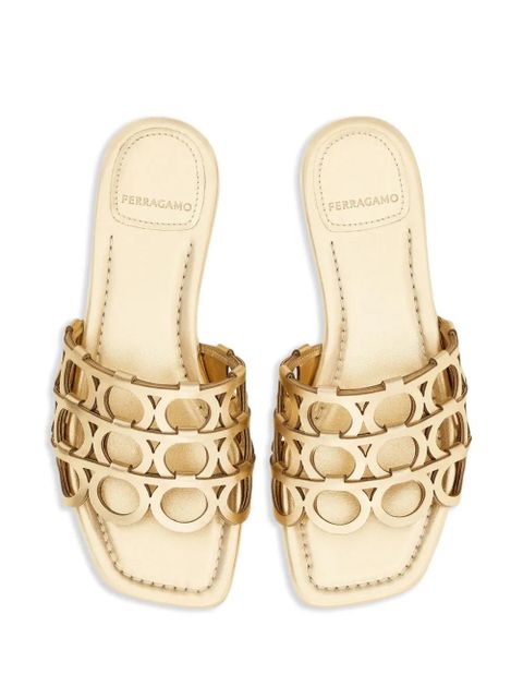Ferragamo Gancini slides - Gold